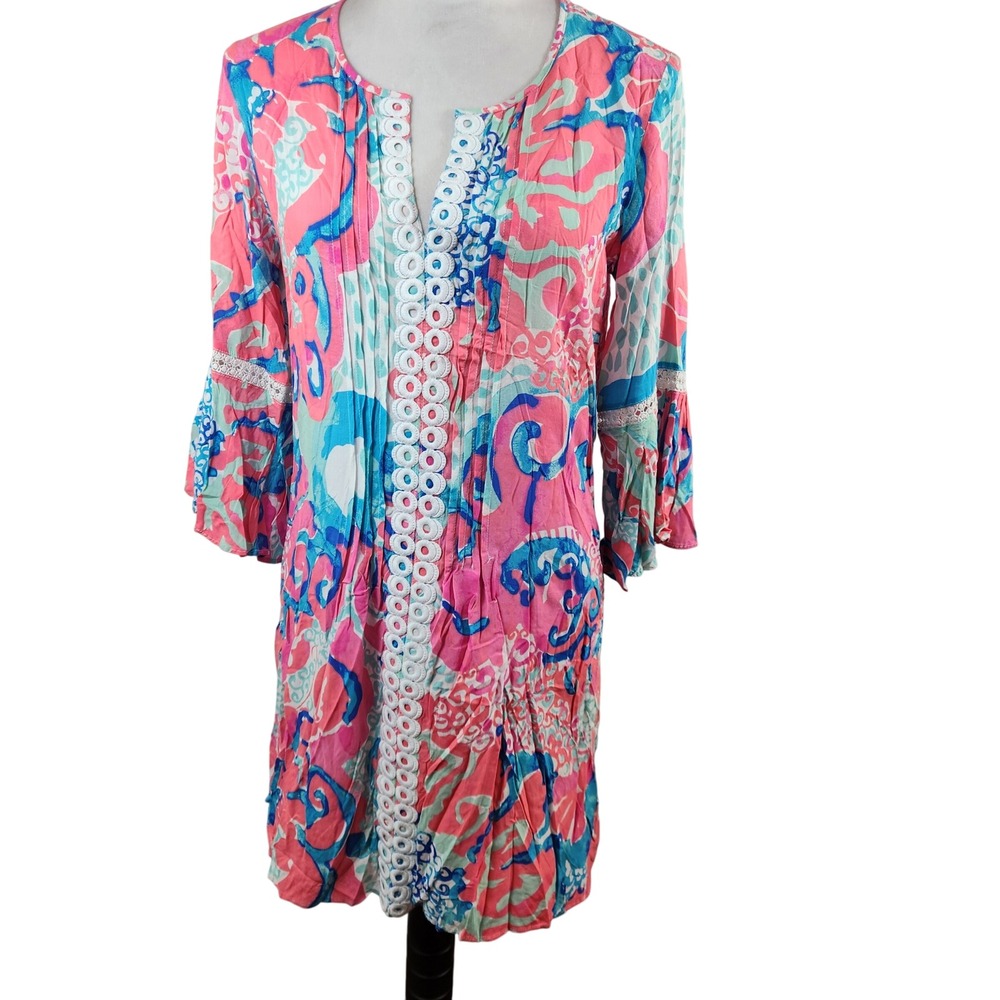 Lilly‎ Pulitzer Dress Multicolor Tunic Beach Resort Swim Coverup Size Small
